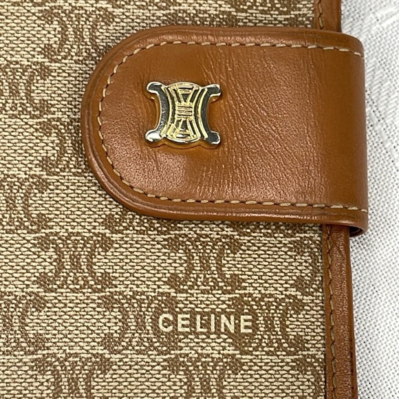 Celine Macadam Compact Wallet Beige Blason Leather Bifold Triomphe Snap - Picture 3 of 17
